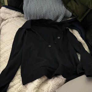 SHEIN ~Black v neck w/Buttons Sweater~large